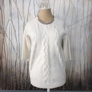 Club Monaco White Sweater with 3/4 length sleeves